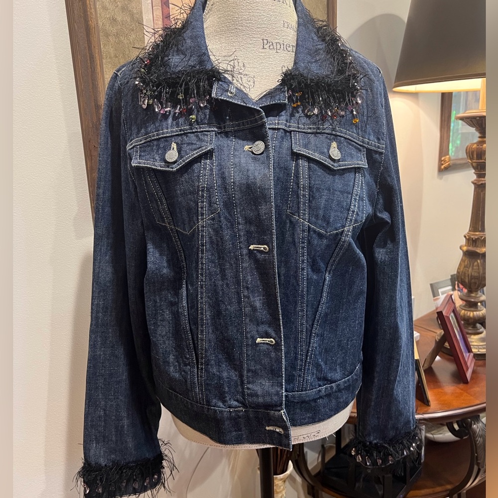 Embellished Denim Jacket Size XL